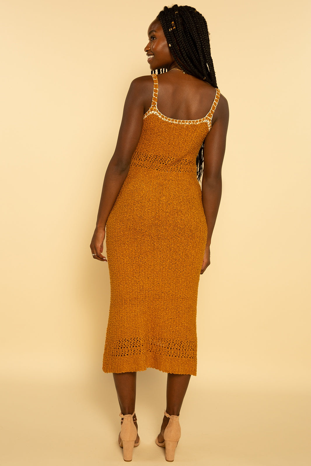 mustard ribbed dress GoJANE Knot Now Ribbed Off-Shoulder Dress Mustard Size M item #128492 J