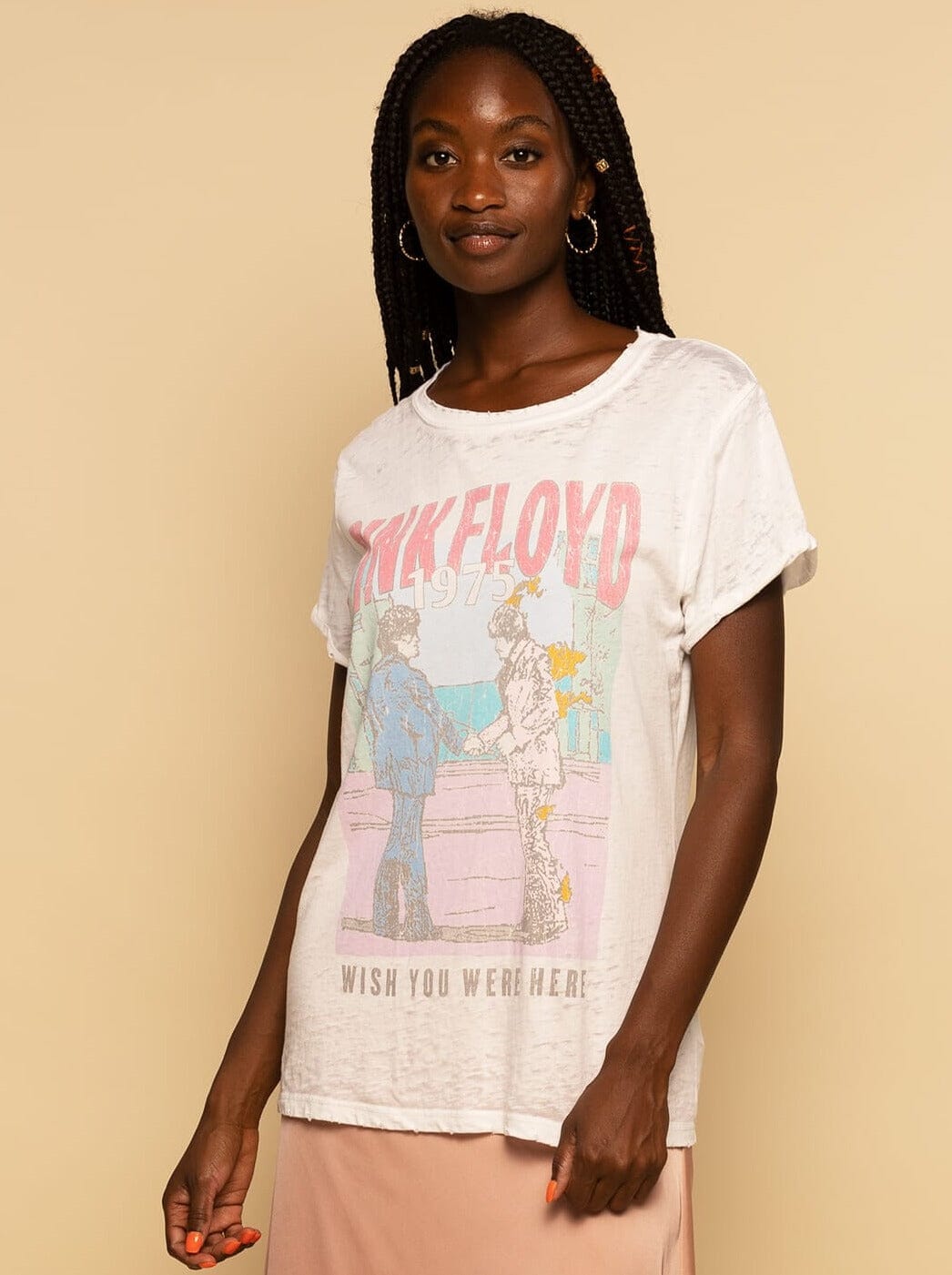 Pink and store yellow graphic tee