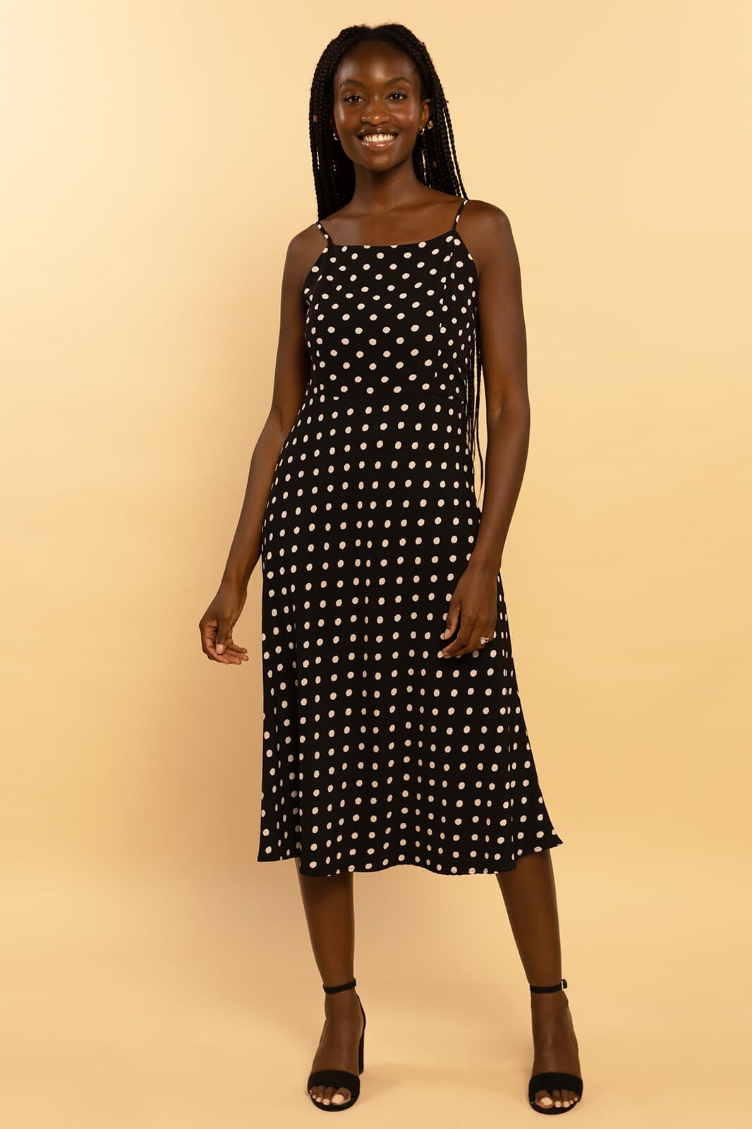 Pretty in Polka Dots Sleeveless Strappy Midi Dress Pretty in Polka Dots Sleeveless Strappy Midi Dress