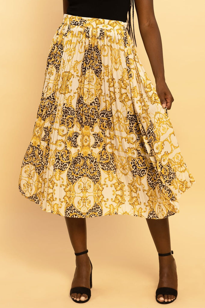 Printed Baroque Pleated Midi Skirt SKIRT Elenista 