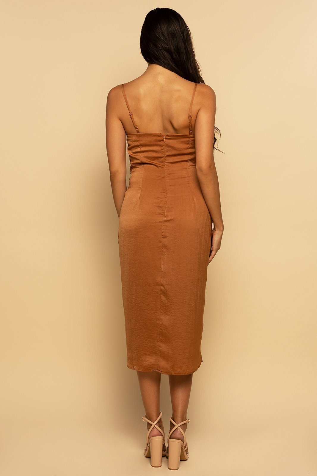 rust slip dress midi Chloe Rust