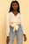 Satin Cream Button Down Tie-Front Blouse Blouse Elenista Clothing 