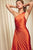 Satin Pleated Asymmetrical Cutout Midi Dress dress Elenista BURNT SIENNA MEDIUM 