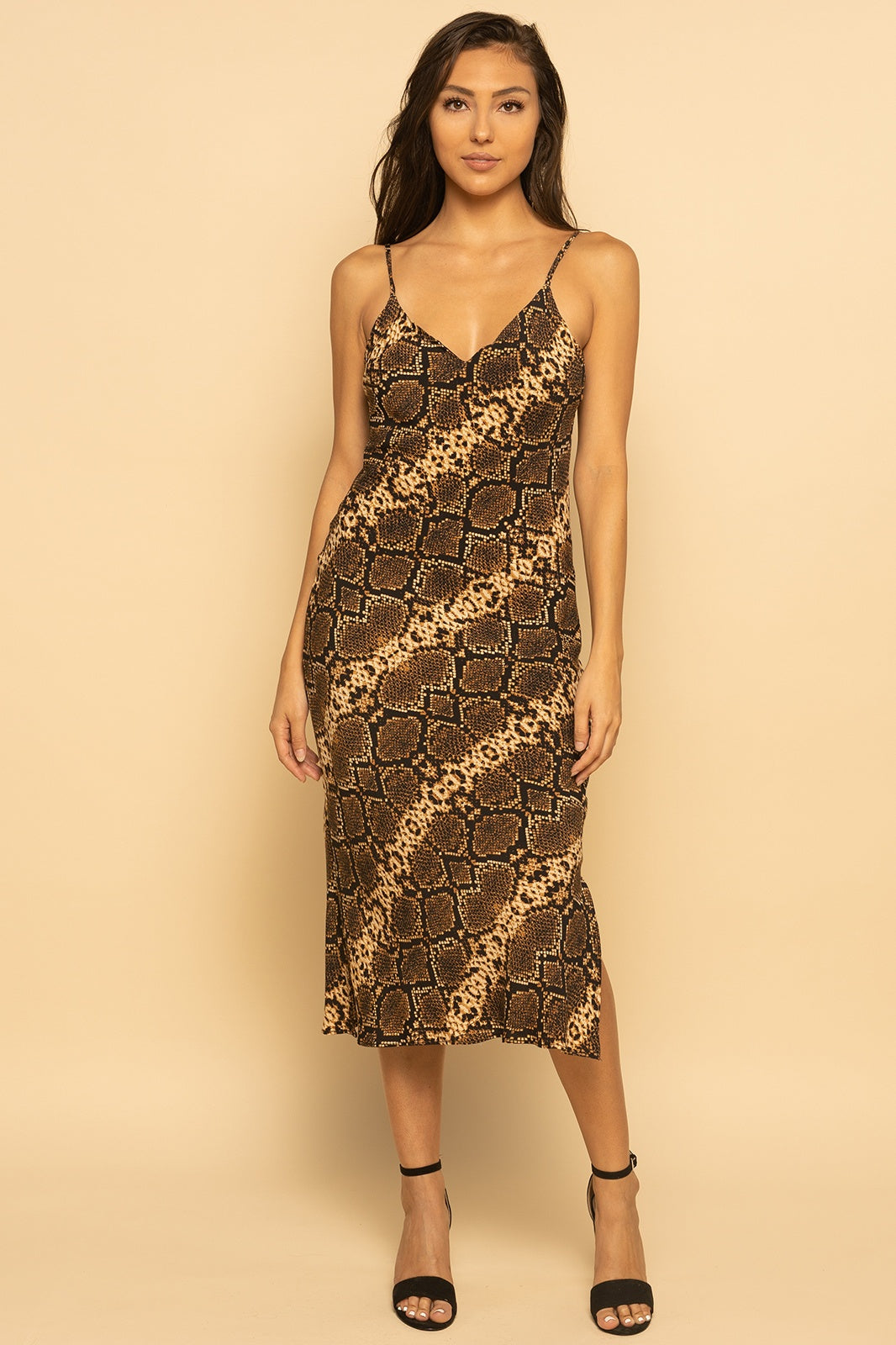 Snake Print Cami Midi Slip Dress Snake Print Cami Midi Slip Dress