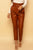 Vegan Leather Paperbag Belted High-Waisted Cognac Brown Pants Pants Elenista Clothing 
