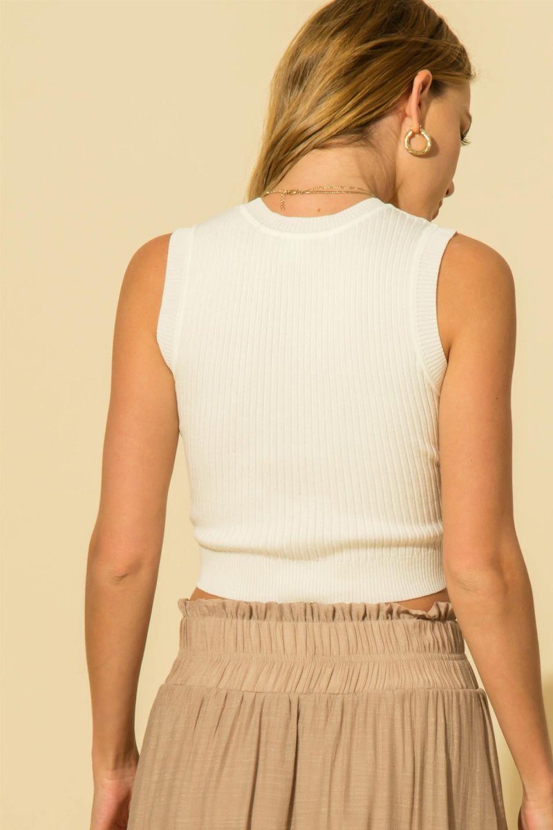 Ribbed Sweater-Knit Tank Top