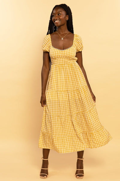 yellow gingham bodycon dress Lahzie Bodycon Dress in Medium Gingham Yellow